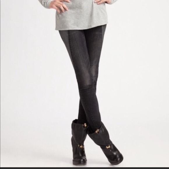 Tory Burch Black Biker Denim Legging - Picture 4 of 5